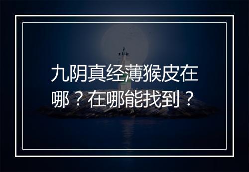 九阴真经薄猴皮在哪？在哪能找到？