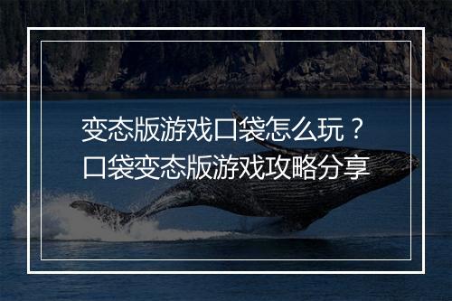 变态版游戏口袋怎么玩?口袋变态版游戏攻略分享