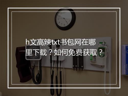 h文高辣txt书包网在哪里下载？如何免费获取？