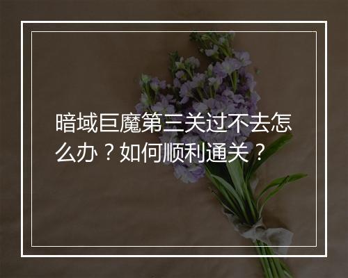 暗域巨魔第三关过不去怎么办？如何顺利通关？
