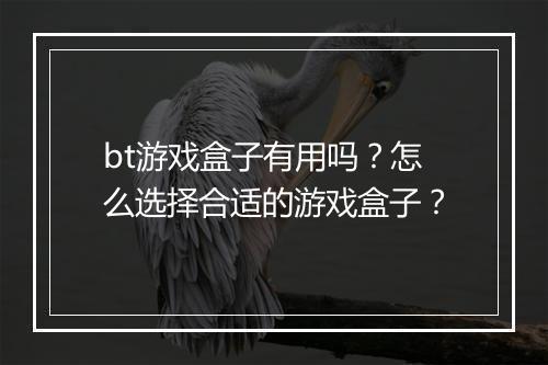 bt游戏盒子有用吗?怎么选择合适的游戏盒子?