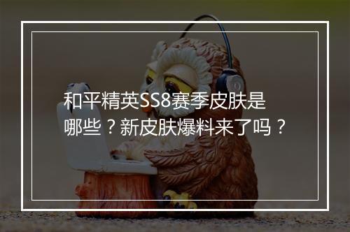 和平精英SS8赛季皮肤是哪些?新皮肤爆料来了吗?