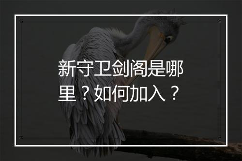 新守卫剑阁是哪里？如何加入？