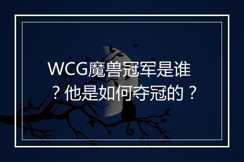 WCG魔兽冠军是谁？他是如何夺冠的？