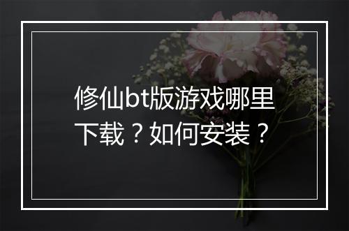 修仙bt版游戏哪里下载？如何安装？