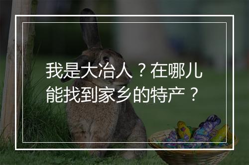 我是大冶人?在哪儿能找到家乡的特产?