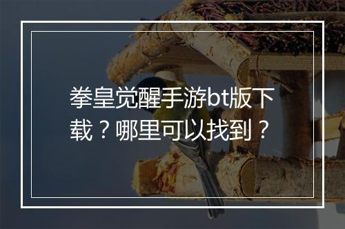 拳皇觉醒手游bt版下载？哪里可以找到？