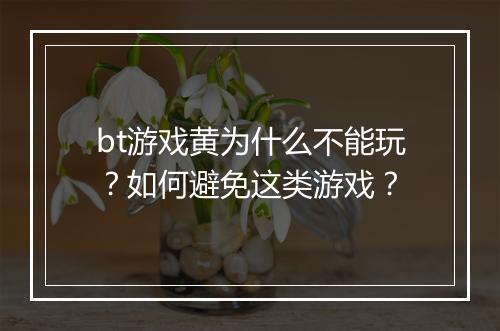 bt游戏黄为什么不能玩?如何避免这类游戏?