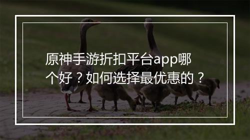 原神手游折扣平台app哪个好？如何选择最优惠的？