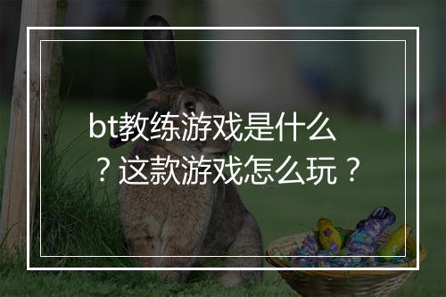 bt教练游戏是什么？这款游戏怎么玩？