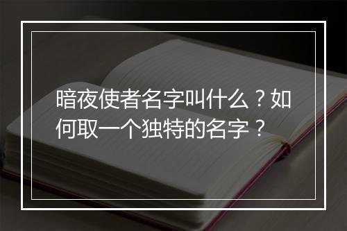 暗夜使者名字叫什么？如何取一个独特的名字？