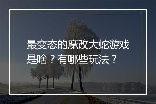 最变态的魔改大蛇游戏是啥?有哪些玩法?