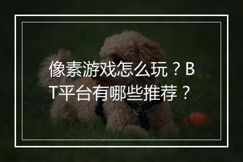 像素游戏怎么玩？BT平台有哪些推荐？