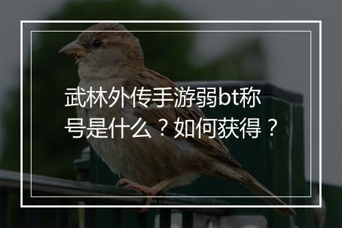 武林外传手游弱bt称号是什么？如何获得？