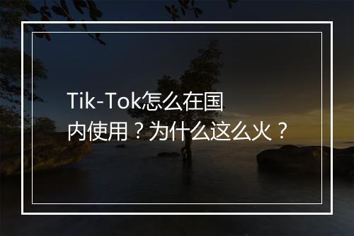 Tik-Tok怎么在国内使用?为什么这么火?