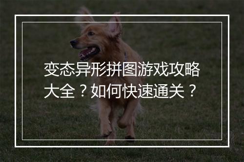 变态异形拼图游戏攻略大全？如何快速通关？