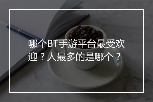 哪个BT手游平台最受欢迎？人最多的是哪个？