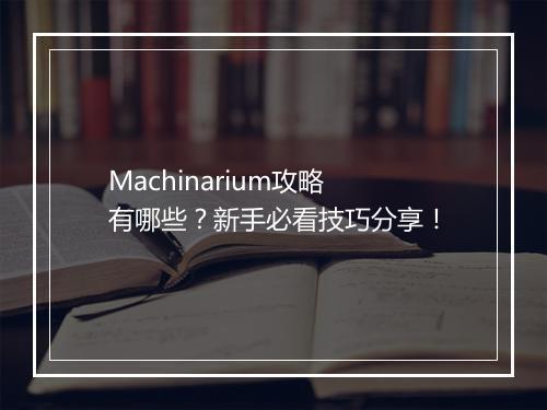 Machinarium攻略有哪些？新手必看技巧分享！