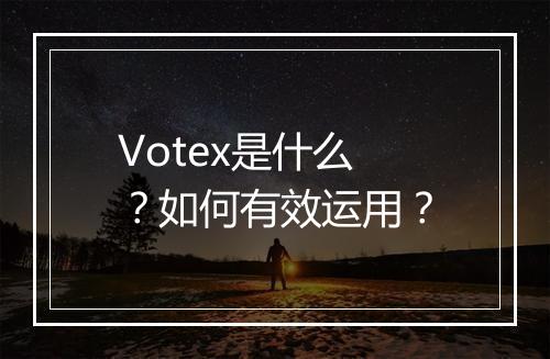 Votex是什么?如何有效运用?