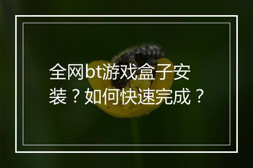 全网bt游戏盒子安装？如何快速完成？