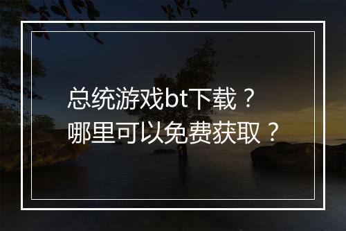 总统游戏bt下载？哪里可以免费获取？