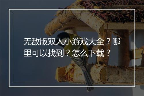无敌版双人小游戏大全?哪里可以找到?怎么下载?