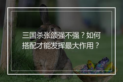 三国杀张颌强不强?如何搭配才能发挥最大作用?
