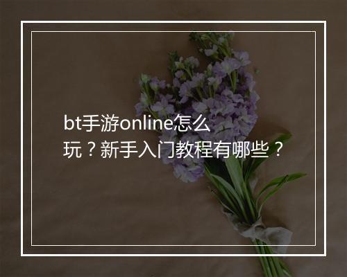 bt手游online怎么玩？新手入门教程有哪些？