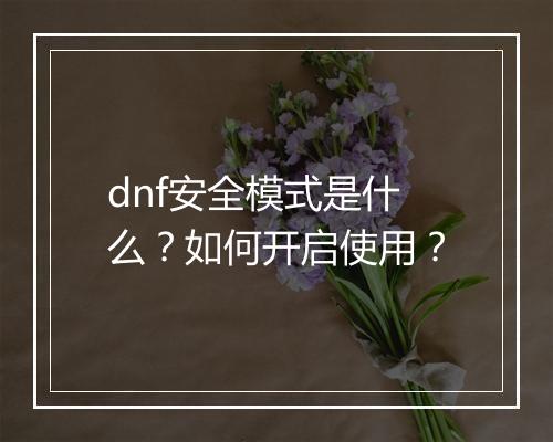 dnf安全模式是什么？如何开启使用？
