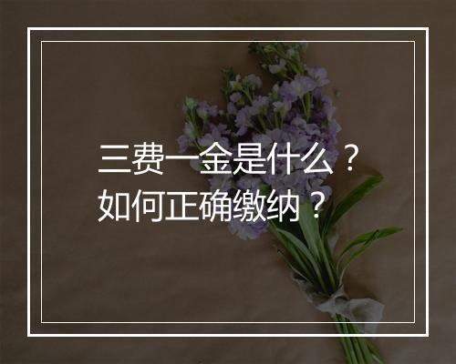 三费一金是什么？如何正确缴纳？