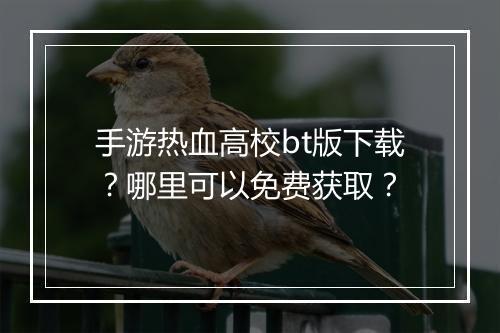 手游热血高校bt版下载？哪里可以免费获取？