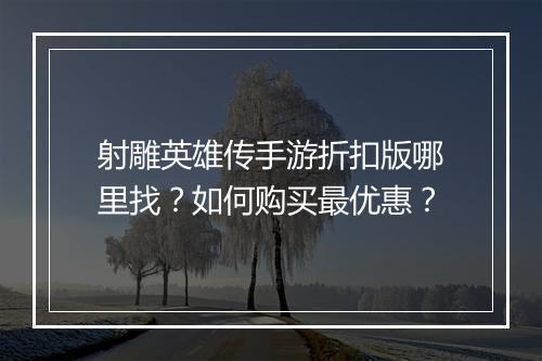 射雕英雄传手游折扣版哪里找？如何购买最优惠？