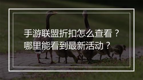 手游联盟折扣怎么查看？哪里能看到最新活动？