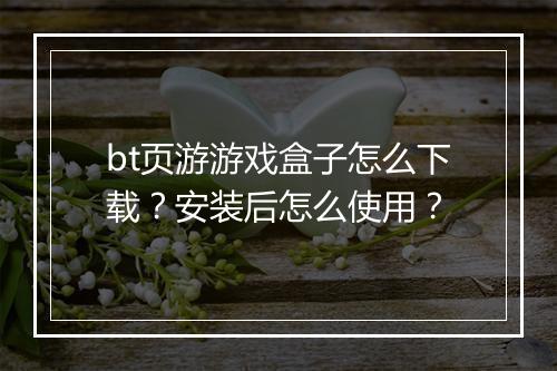 bt页游游戏盒子怎么下载?安装后怎么使用?