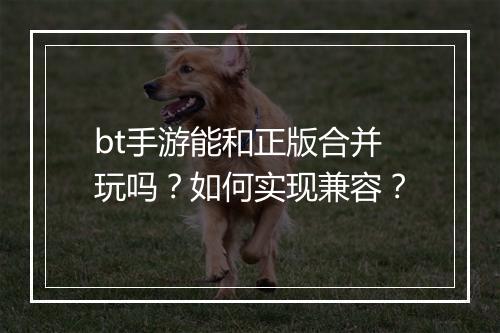 bt手游能和正版合并玩吗?如何实现兼容?