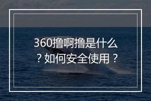 360撸啊撸是什么？如何安全使用？
