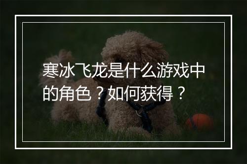 寒冰飞龙是什么游戏中的角色?如何获得?