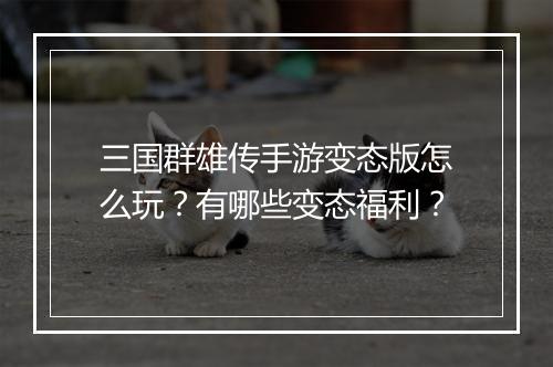 三国群雄传手游变态版怎么玩?有哪些变态福利?