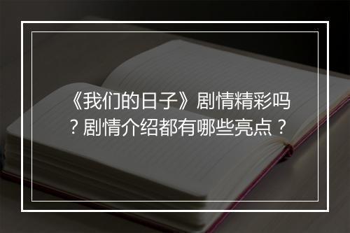 《我们的日子》剧情精彩吗？剧情介绍都有哪些亮点？