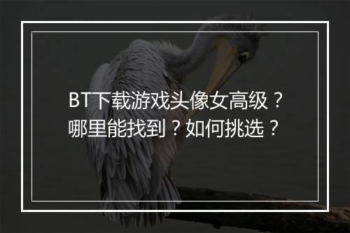 BT下载游戏头像女高级？哪里能找到？如何挑选？