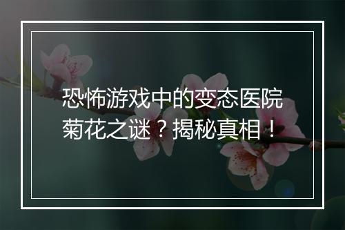 恐怖游戏中的变态医院菊花之谜？揭秘真相！