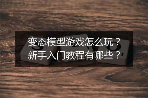 变态模型游戏怎么玩？新手入门教程有哪些？