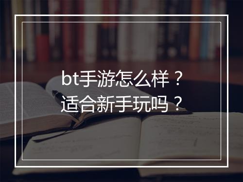 bt手游怎么样？适合新手玩吗？