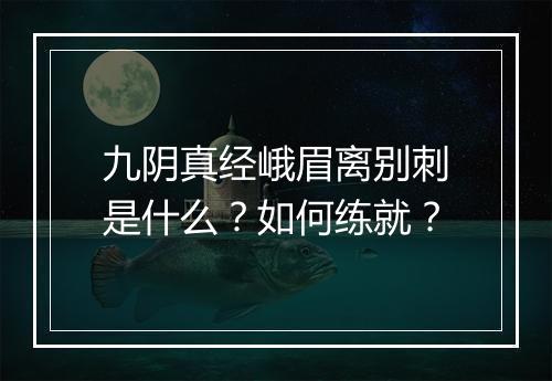 九阴真经峨眉离别刺是什么？如何练就？