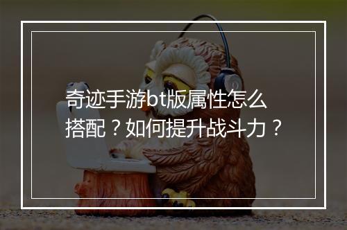 奇迹手游bt版属性怎么搭配？如何提升战斗力？