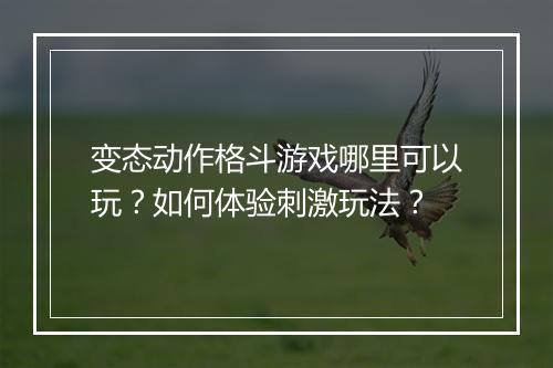 变态动作格斗游戏哪里可以玩？如何体验刺激玩法？