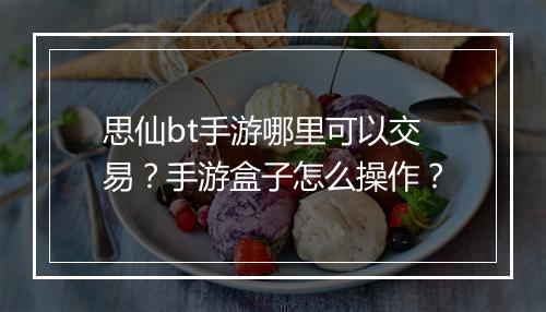 思仙bt手游哪里可以交易？手游盒子怎么操作？