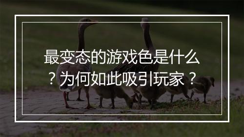 最变态的游戏色是什么?为何如此吸引玩家?