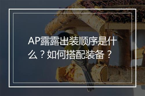 AP露露出装顺序是什么？如何搭配装备？