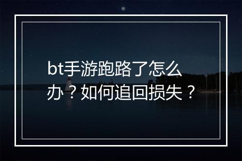 bt手游跑路了怎么办？如何追回损失？